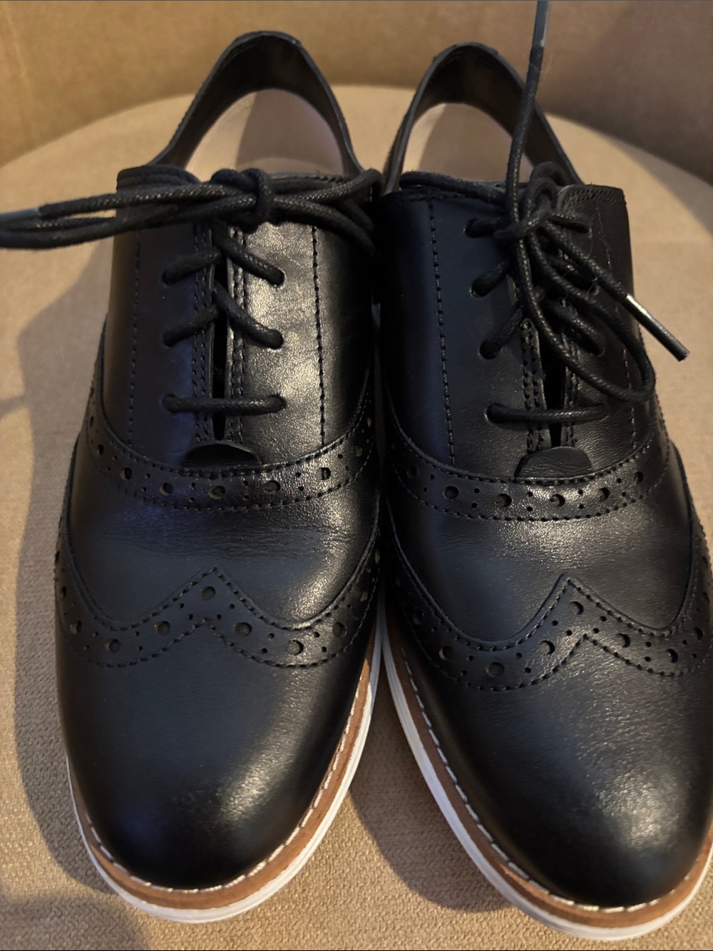 Women’s Black Wingtip Oxford Shoes by Cole Haan Size 7.5